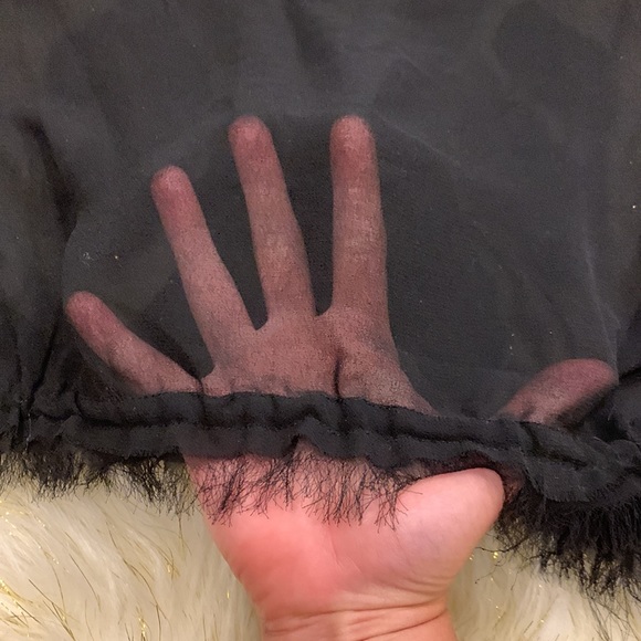 Free People Black Sheer Sleeveless Top with Feather Design Women’s Medium - Picture 5 of 5